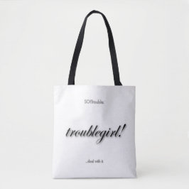 Bolso De Tela ¡chica problemática! en negro sobre blanco