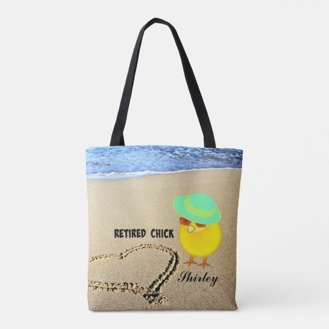 Bolso De Tela Chica retirada en la playa, Personalizable (Reverso)