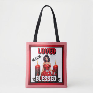 Bolso De Tela Chica Retro Amada y Bendecida