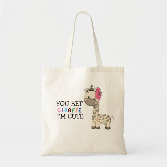 Bolso De Tela Chica rosado personalizado Giraffe Tote Bag (Frente)