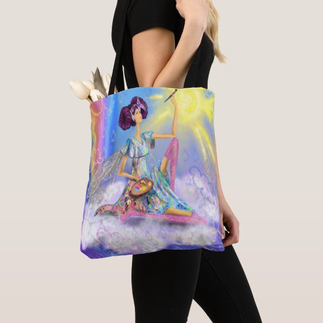 Bolso De Tela Chica sobre el sol y el arcoiris de la pintura en  (Detalle)