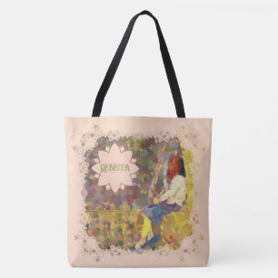 Bolso De Tela Chica soñadora en pared Geometría abstracta y colo