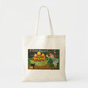 Bolso De Tela Chica Vintage de Halloween con calabazas