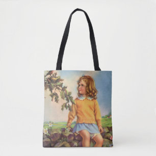 Bolso De Tela Chica Vintage Observando Pájaros en un Árbol, Prim