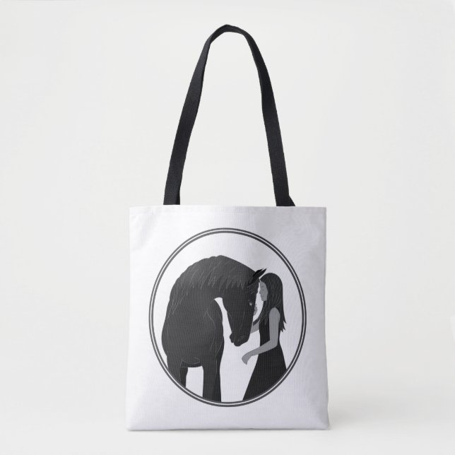 Bolso De Tela Chica y equitación ecuestre (Anverso)