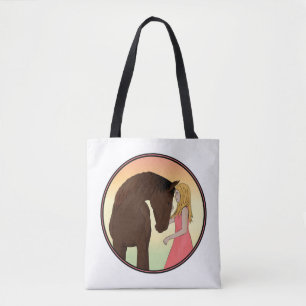 Bolso De Tela Chica y equitación ecuestre al atardecer