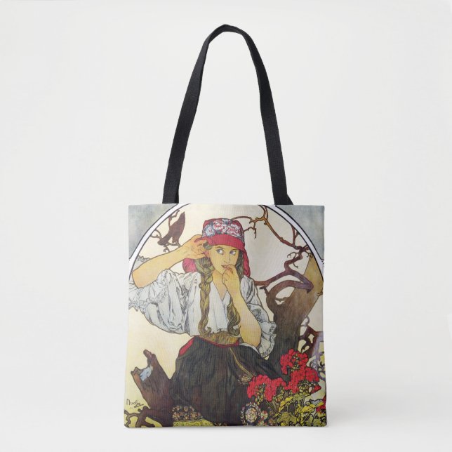 Bolso De Tela Chica y Geranium, Mucha (Anverso)