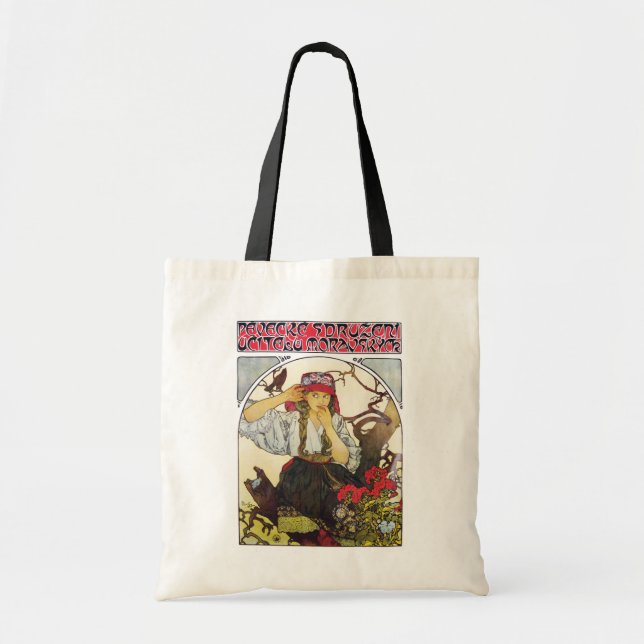 Bolso De Tela Chica y Geranium, Mucha (Frente)