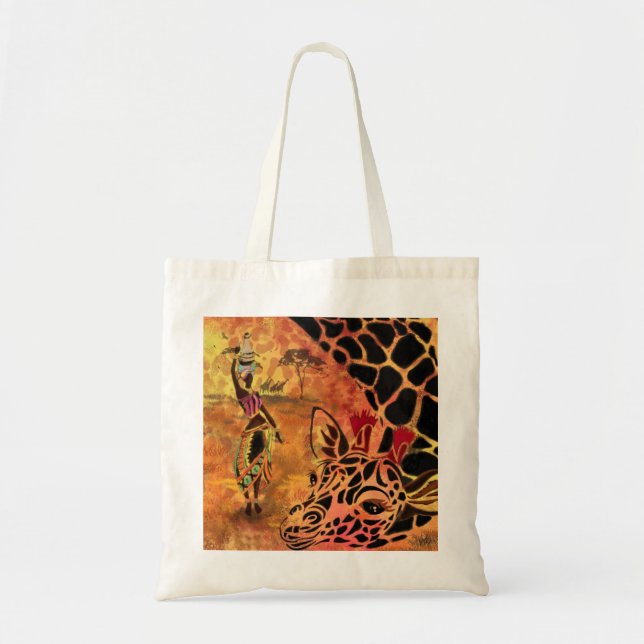 Bolso De Tela Chica y jirafa africana - Amigos - Dibujo artístic (Frente)