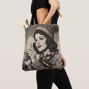 Bolso De Tela Chica y Yarn Vintage