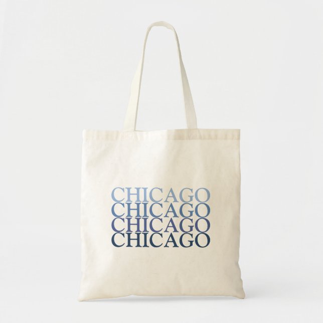 Bolso De Tela Chicago Illinois, Blue and light Blue Tote Bag (Frente)