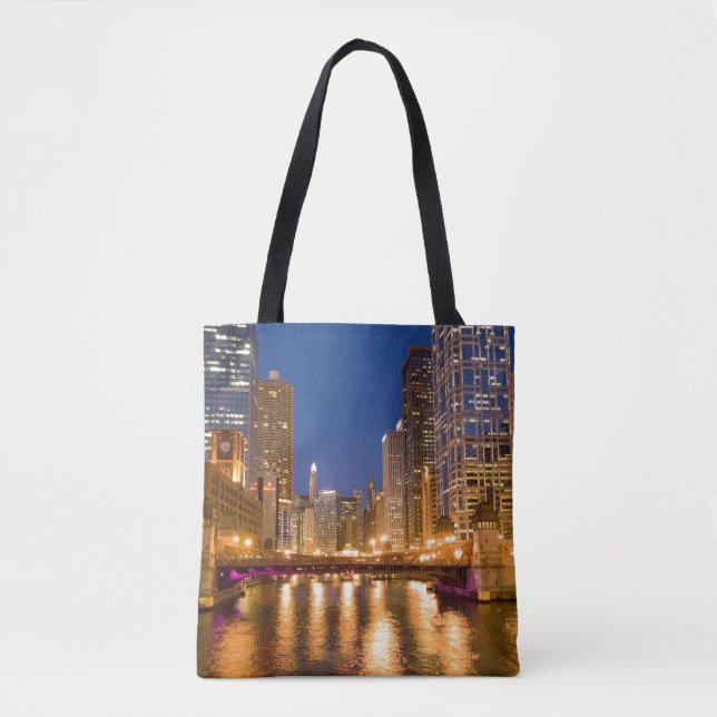 Bolso De Tela Chicago, Illinois, Skyline y Chicago River (Anverso)