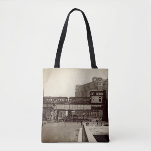 BOLSO DE TELA CHICAGO MERCHANDISE MART TROLLEY TRAIN WATERCOLOR
