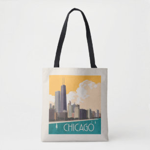 Bolso De Tela Chicago Modern Skyline