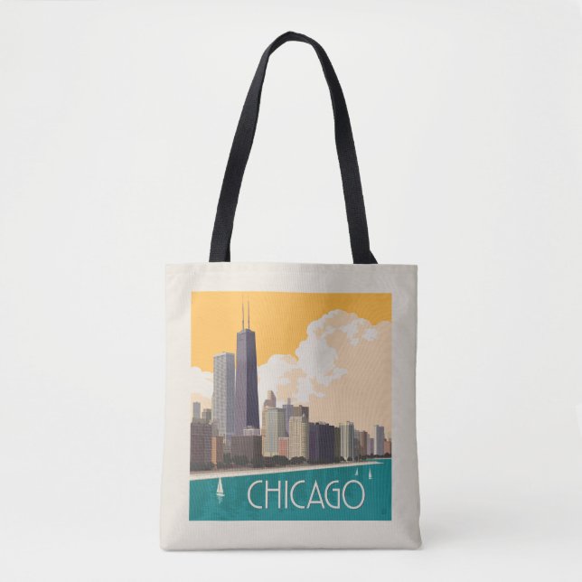 Bolso De Tela Chicago | Modern Skyline (Anverso)