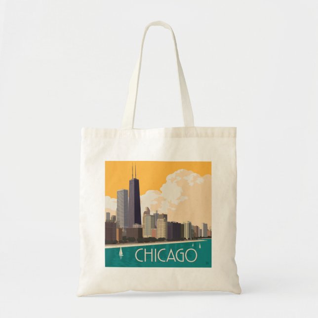 Bolso De Tela Chicago | Modern Skyline (Frente)