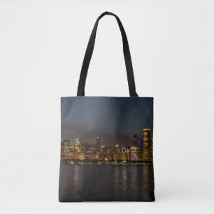 Bolso De Tela Chicago Night Cityscape