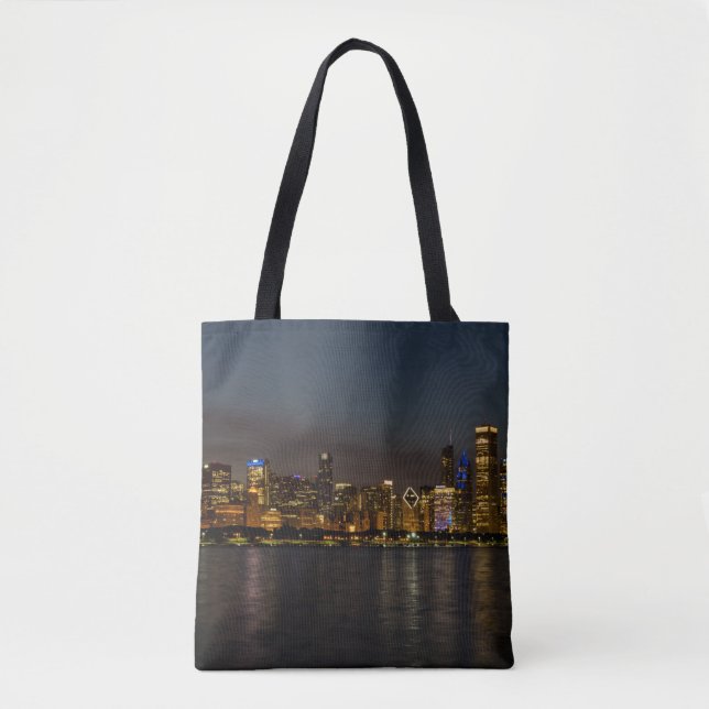 Bolso De Tela Chicago Night Cityscape (Anverso)