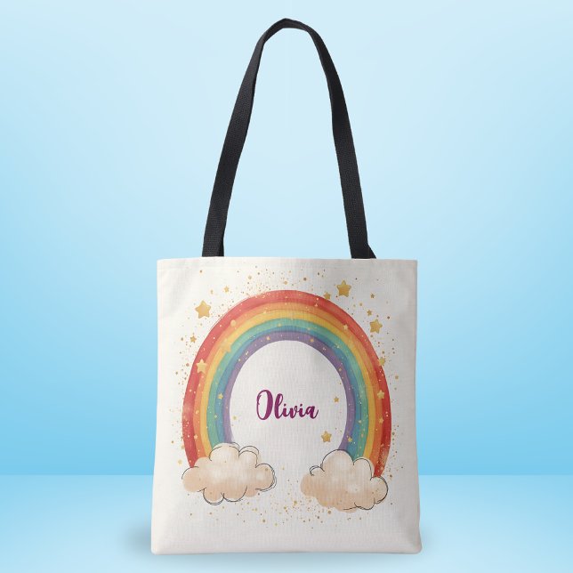 Bolso De Tela Chicas adoran el arcoiris con brillantes estrellas (Subido por el creador)