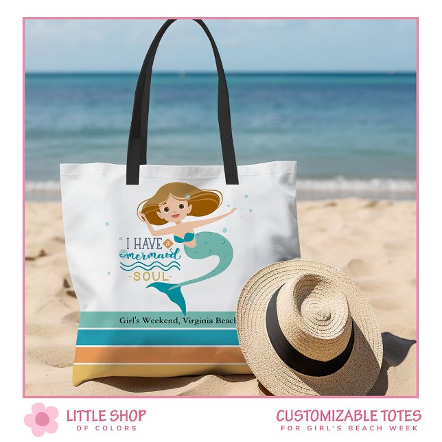 Bolso De Tela Chicas Beach Weekend Mermaid Personalizada (Subido por el creador)