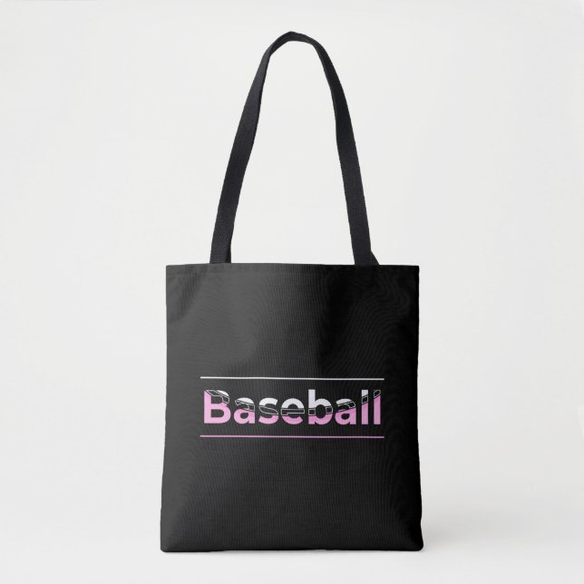 Bolso De Tela Chicas Béisbol - Tipografía Geométrica Rosa (Anverso)