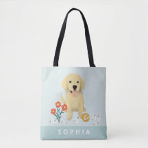 Chicas Cachorro Cachorro Perro Floral Niños Tote B