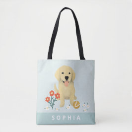 Bolso De Tela Chicas Cachorro Cachorro Perro Floral Niños Tote B