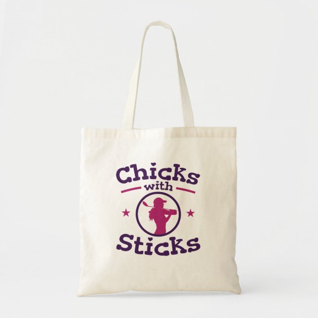 Bolso De Tela Chicas con Sticks Golf Golfing Golfer Women (Frente)