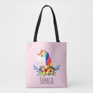 Bolso De Tela Chicas cortan el arcoiris mágico Unicornio y nomb