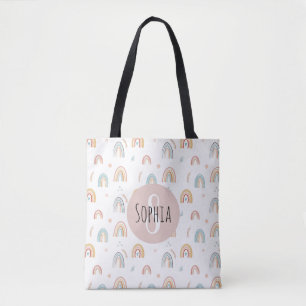 Bolso De Tela Chicas Cute Boho acuarela Patrón Arcoiris Niños