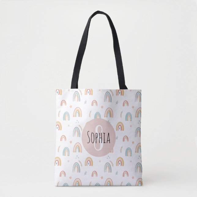 Bolso De Tela Chicas Cute Boho acuarela Patrón Arcoiris Niños (Anverso)