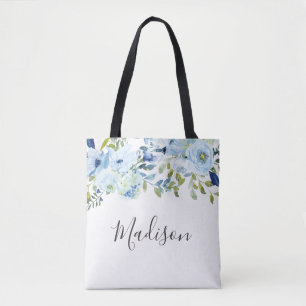 Bolso De Tela Chicas de acuarela azul cielo nombran regalo de cu