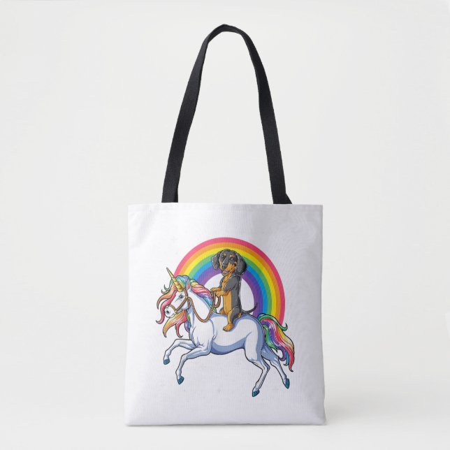 Bolso De Tela Chicas de camisetas de Dachshund Unicornio con gal (Anverso)