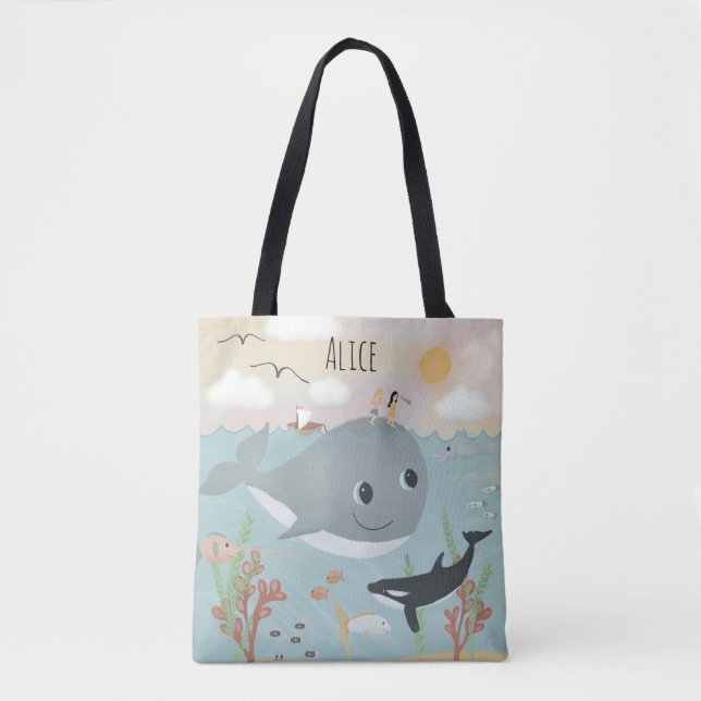 Bolso De Tela Chicas de la ballena marina (Anverso)