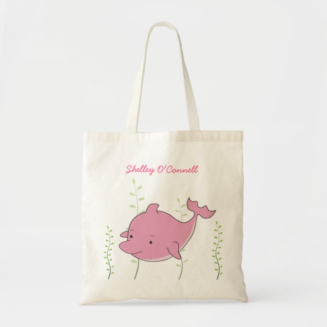 Bolso De Tela Chicas de la escuela de delfines rosados Bibliotec (Frente)