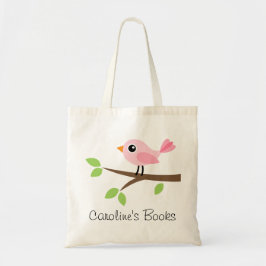 Bolso De Tela Chicas de pájaros rosados curados libro de bibliot