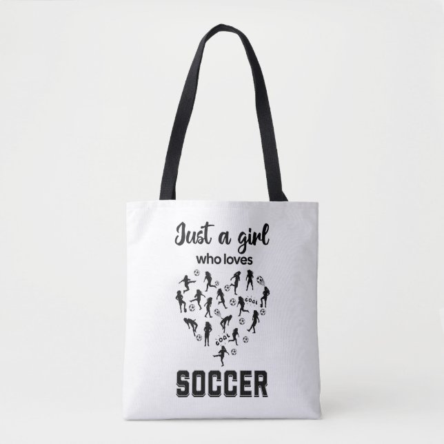 Bolso De Tela Chicas de Silhouette jugando al fútbol (Anverso)