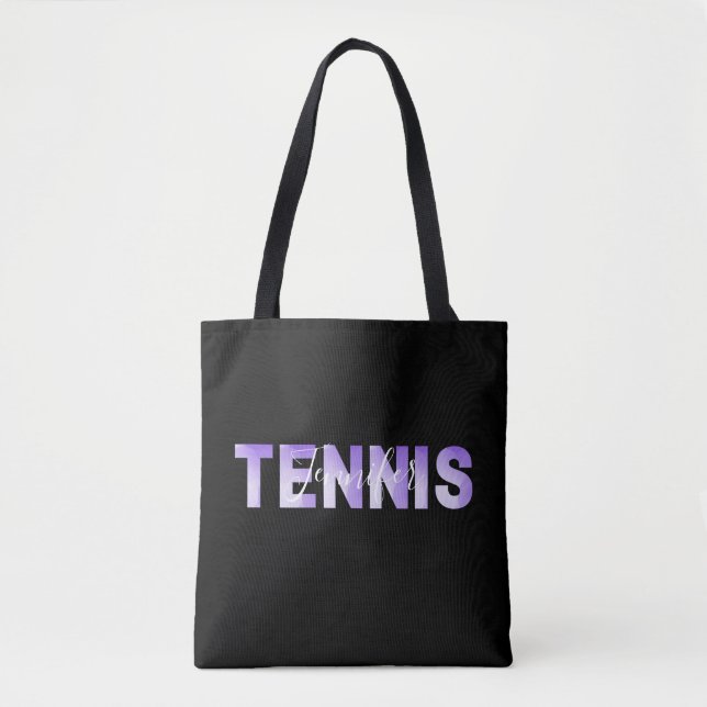 Bolso De Tela Chicas de tenis personalizados Nombre Purple Ombre (Anverso)