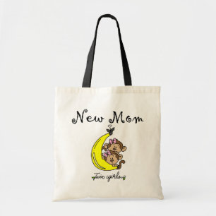 Bolso De Tela Chicas gemelos camisetas y regalos de nueva mamá