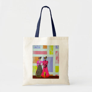 Bolso De Tela Chicas Gibson en un patrón mondriano