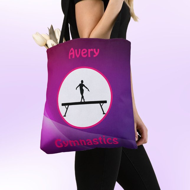 Bolso De Tela Chicas Gimnasia Viga de balance rosa y púrpura (Subido por el creador)