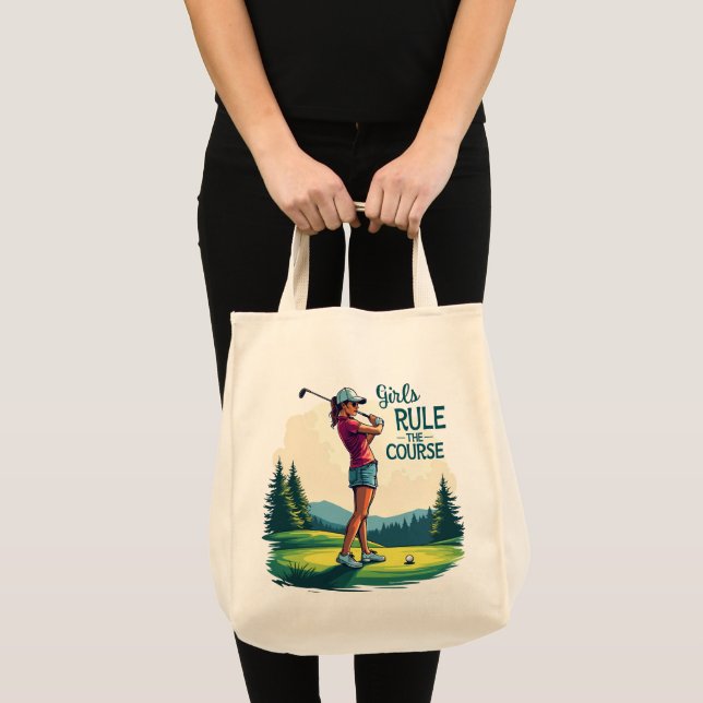 Bolso De Tela Chicas gobiernan el Ilustracion de golf Retro (Anverso (producto))
