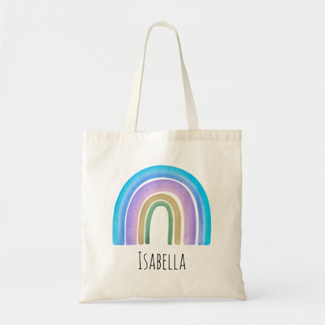 Bolso De Tela Chicas Modestos Personalizados del arcoiris de mod (Frente)