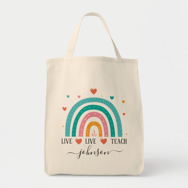 Bolso De Tela Chicas Modestos Personalizados del arcoiris de mod (Frente)