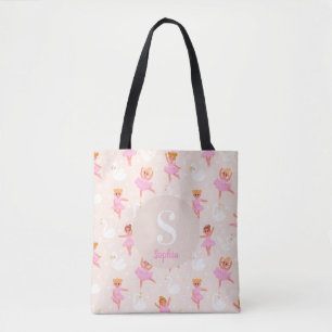 Bolso De Tela Chicas Patrón Ballerina Rosa Cute Personalizado