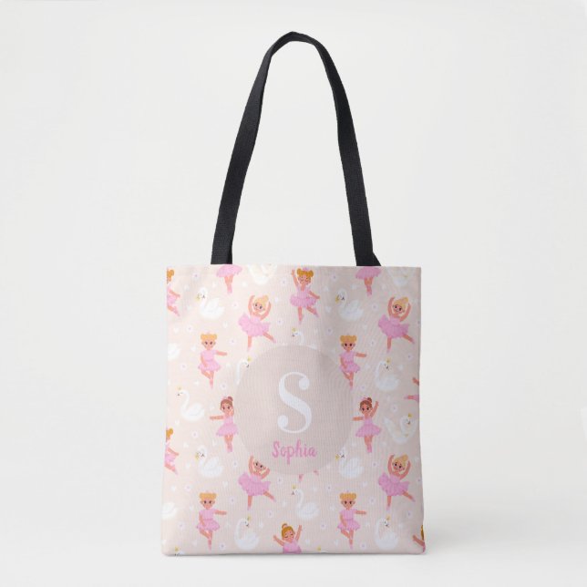 Bolso De Tela Chicas Patrón Ballerina Rosa Cute Personalizado (Anverso)
