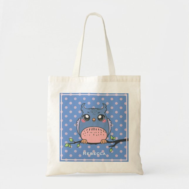 Bolso De Tela Chicas personalizados de Cute Owl Art Dotty (Frente)