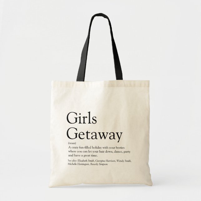 Bolso De Tela Chicas personalizados Getaway Definition Tote Bag (Frente)