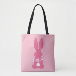 Bolso De Tela Chicas personalizados Pascua rosados de la silueta