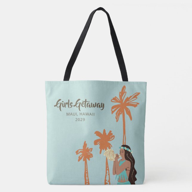 Bolso De Tela Chicas personalizados se vuelven hawaianos (Anverso)